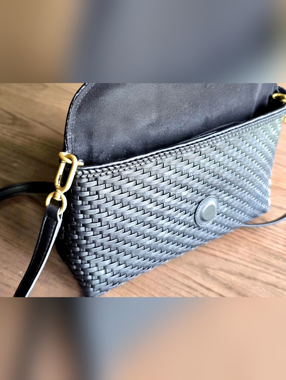 Michael Kors Collection The Carole Woven Leather Convertible Crossbody - Picture 13 of 16